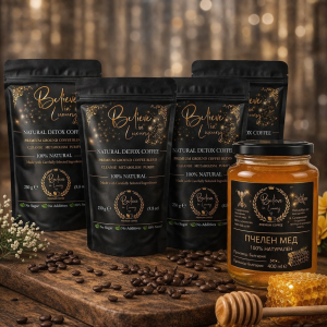 4x Кафе Believe in Luxury + ПОДАРЪК 400мл. МЕД